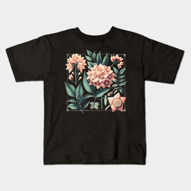 Hoya Carnosa Vintage Botanical Art Kids T-Shirt by Nancy 